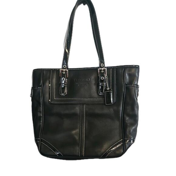 Classy Coach Leatherware Est. 1941 Black Leather Tote Shoulder Bag old money' - Picture 1 of 6
